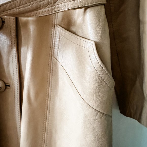 1970s VINTAGE LEDA SPAIN  by Groper LEATHER COAT - Picture 4 of 11